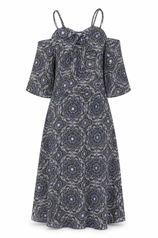 River Island Women's Black Dress UK 12 Geometric Pattern