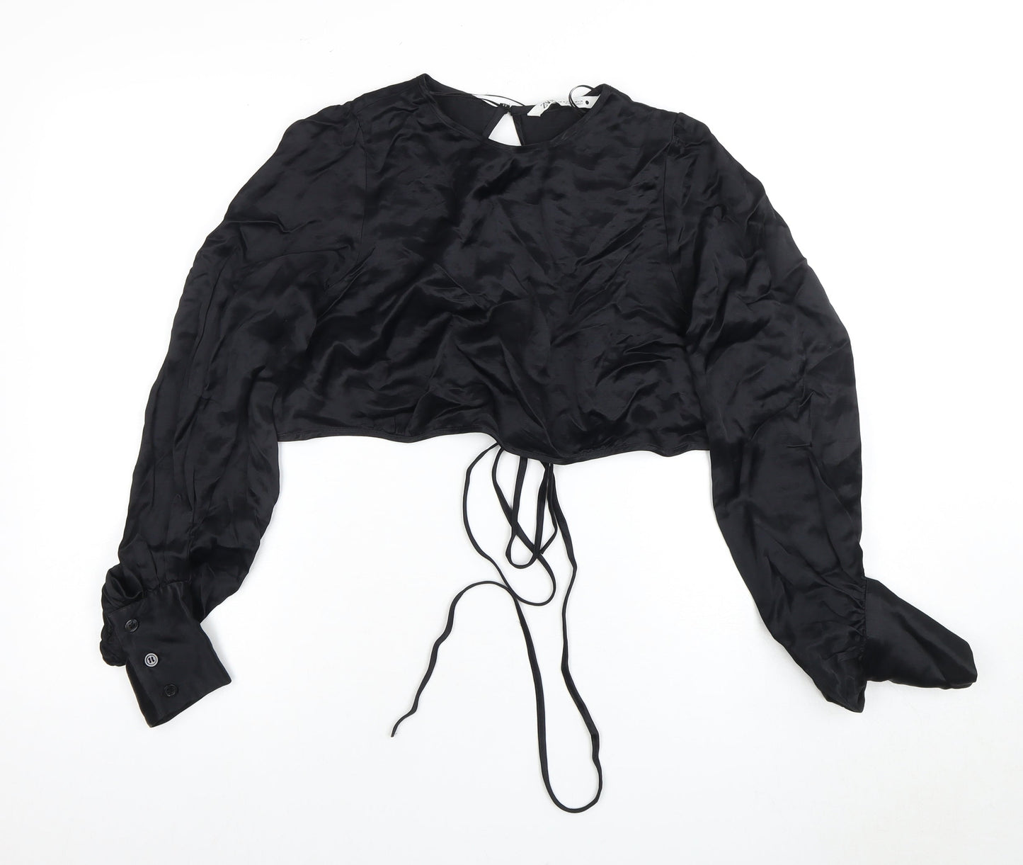 Zara Women's Black Cropped Blouse UK 10 Elegant Style