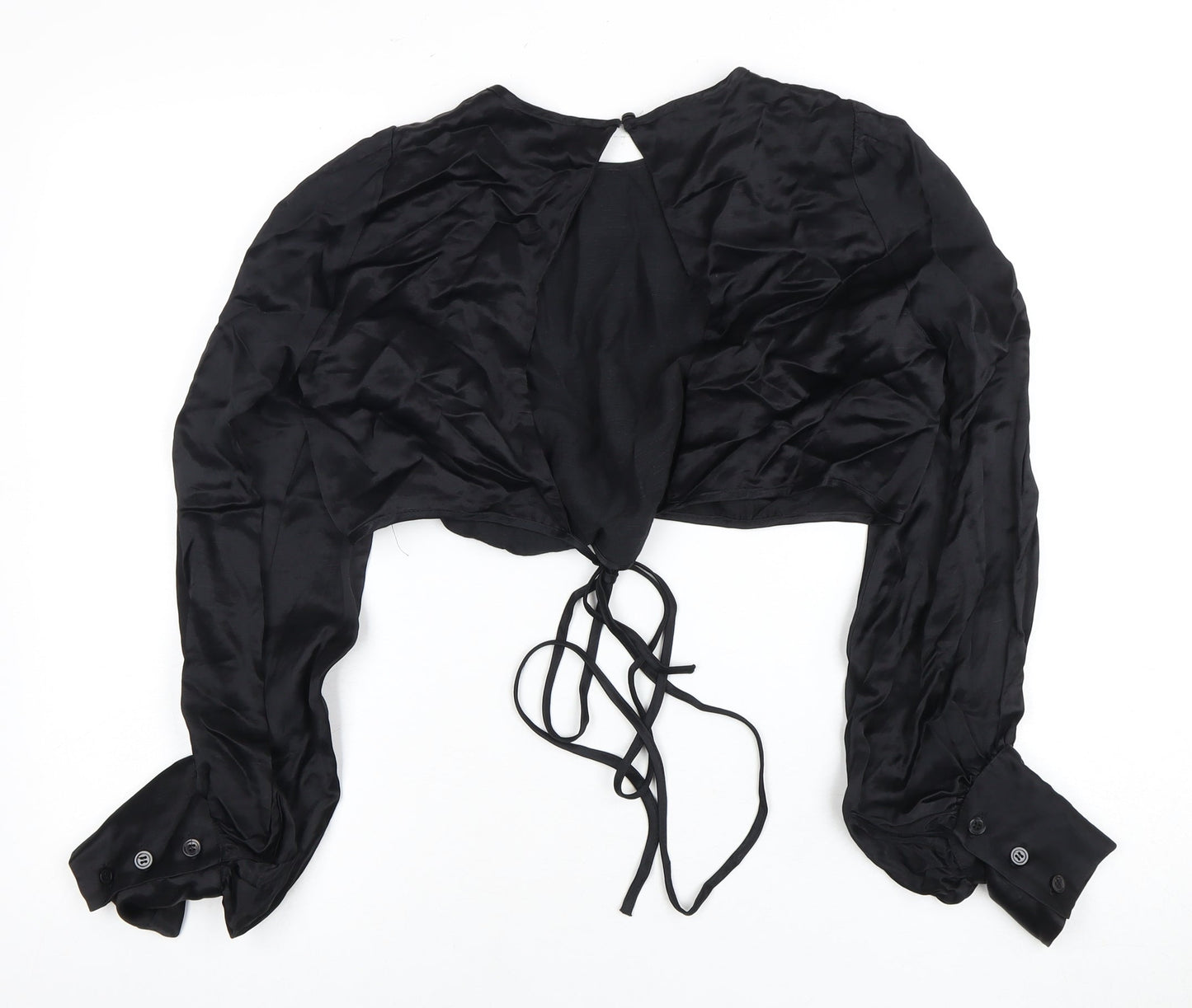 Zara Women's Black Cropped Blouse UK 10 Elegant Style