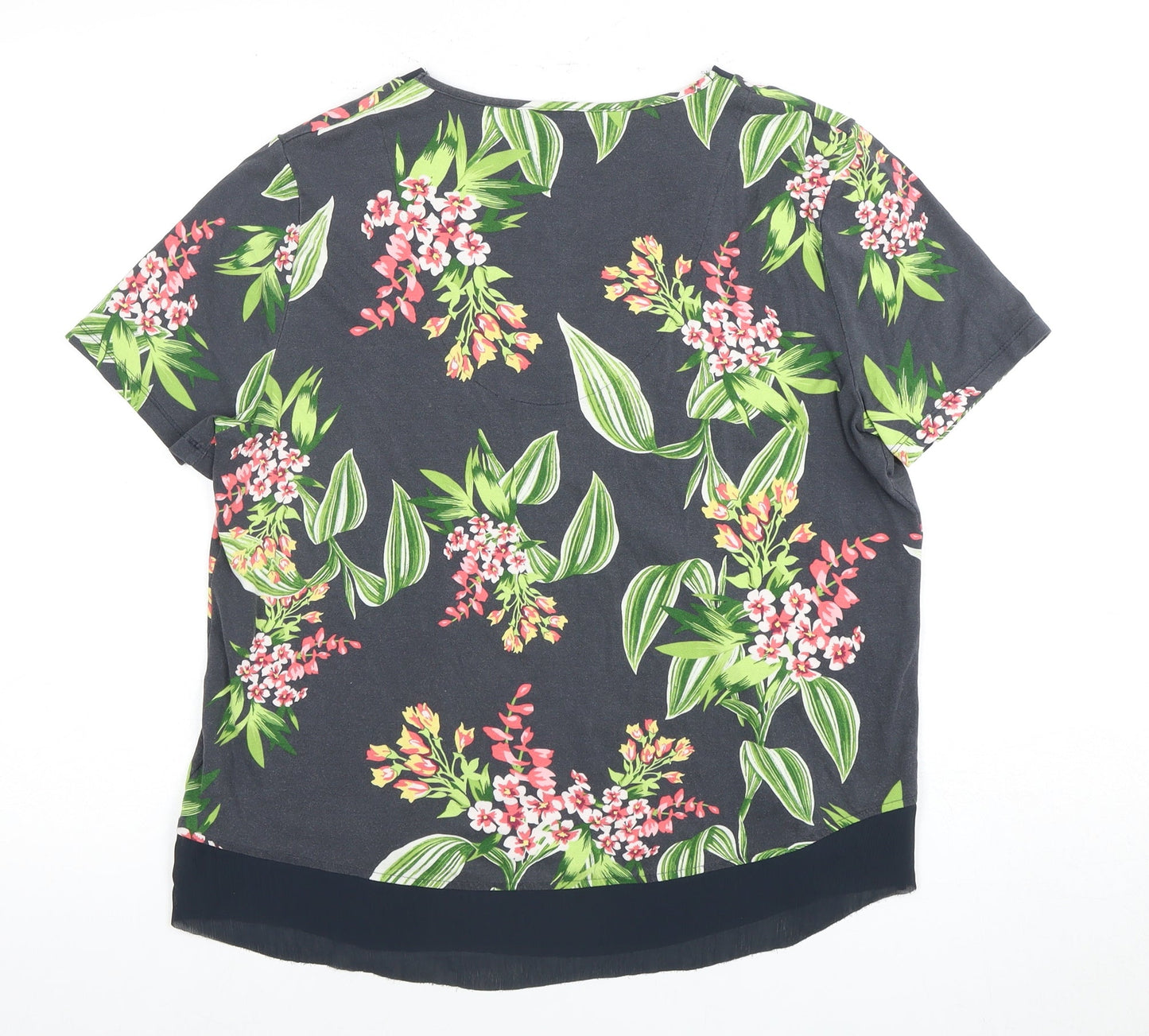 M&S Women's Multicoloured Floral V-Neck Top Size 14