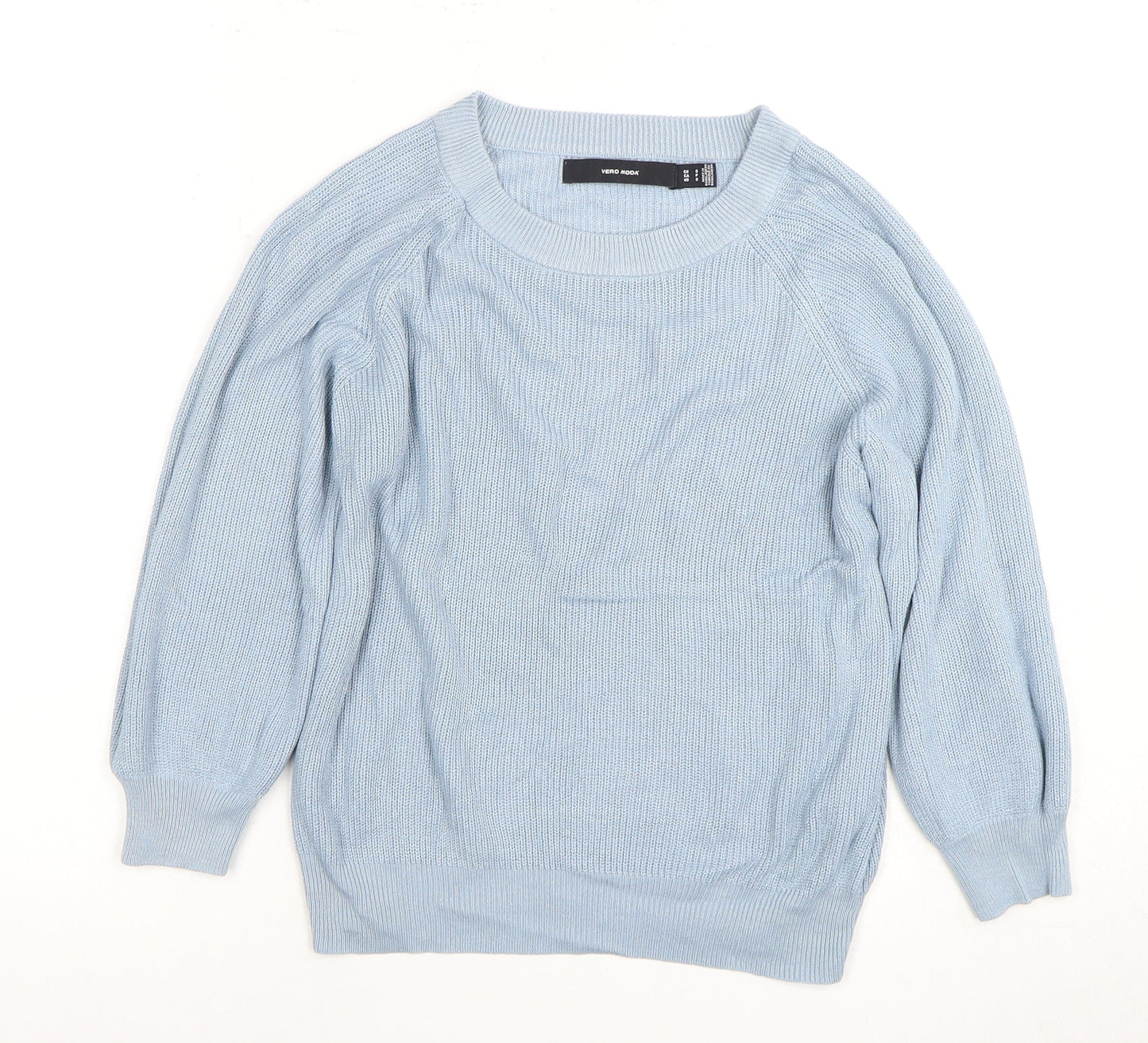 Vero Moda Women's Blue Knit Jumper, Size 8, Crew Neck Pullover