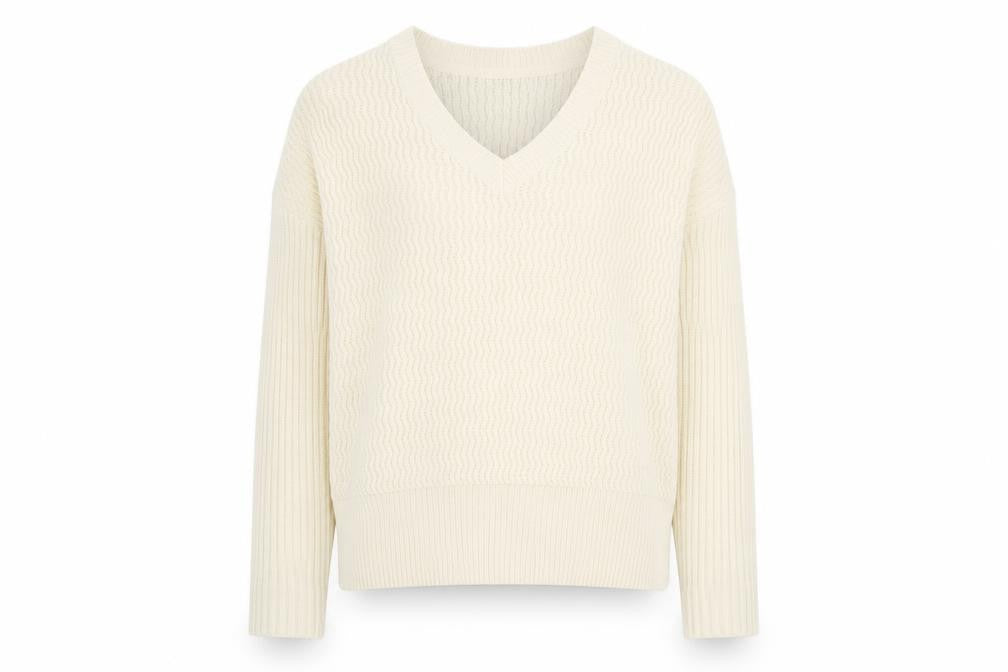 Noisy May Women's Ivory V-Neck Pullover Jumper