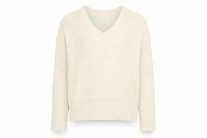 Noisy May Women's Ivory V-Neck Pullover Jumper