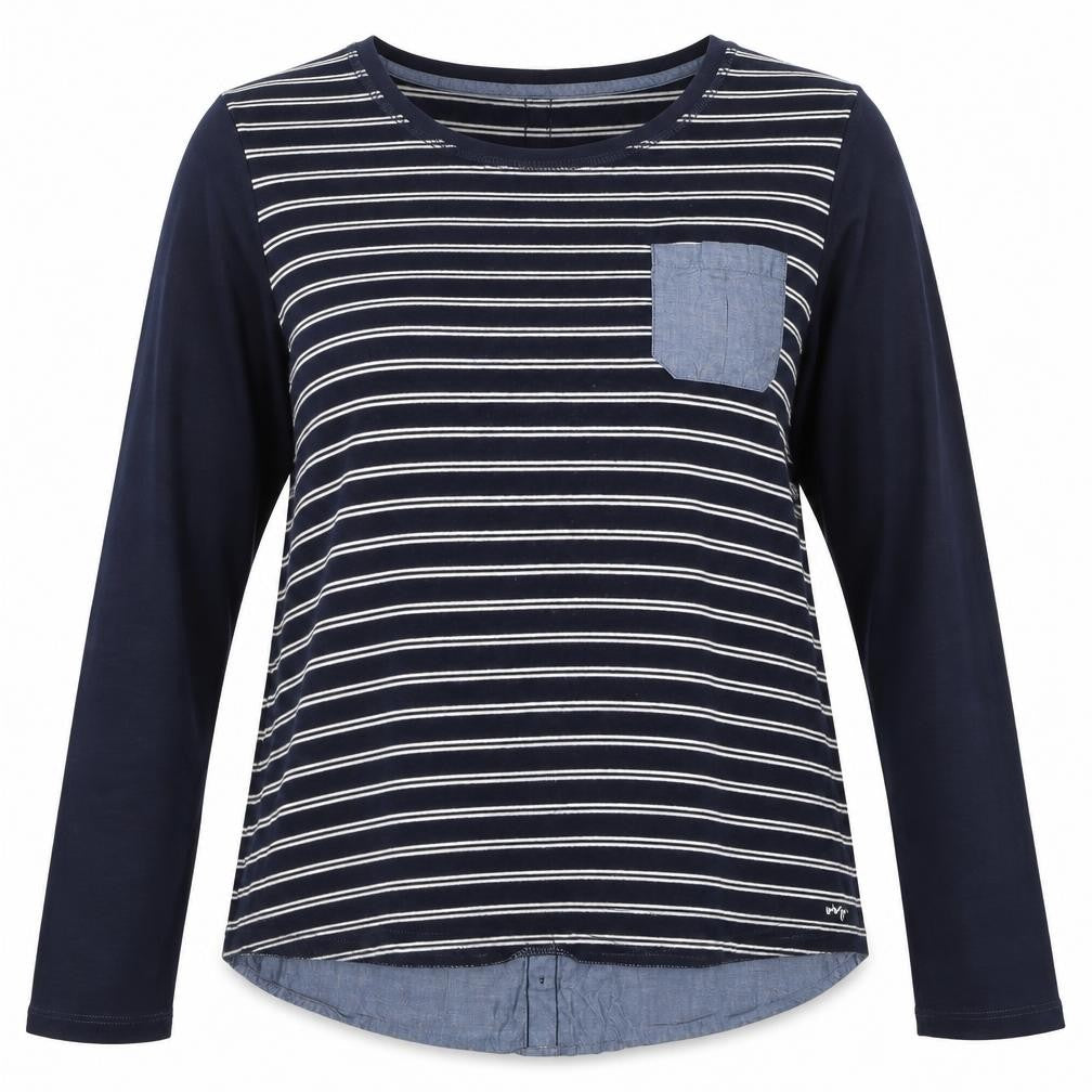 ONLY Blue Women's Striped Long Sleeve T-Shirt XL