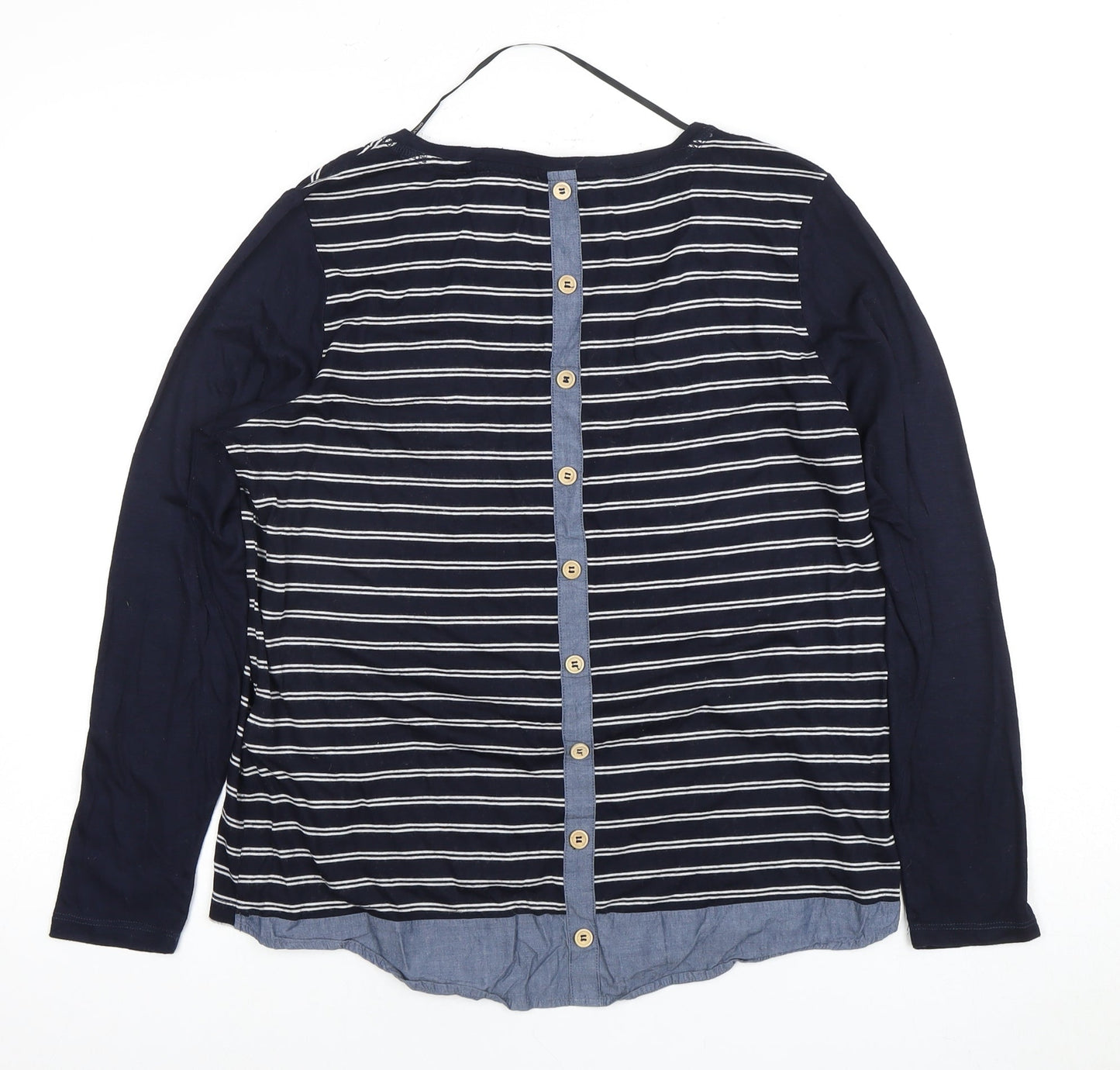 ONLY Blue Women's Striped Long Sleeve T-Shirt XL