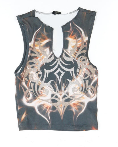 Women's Multicoloured Tribal Tank Top, Size M