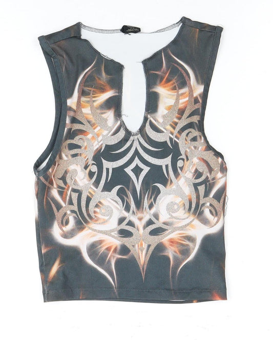 Women's Multicoloured Tribal Tank Top, Size M