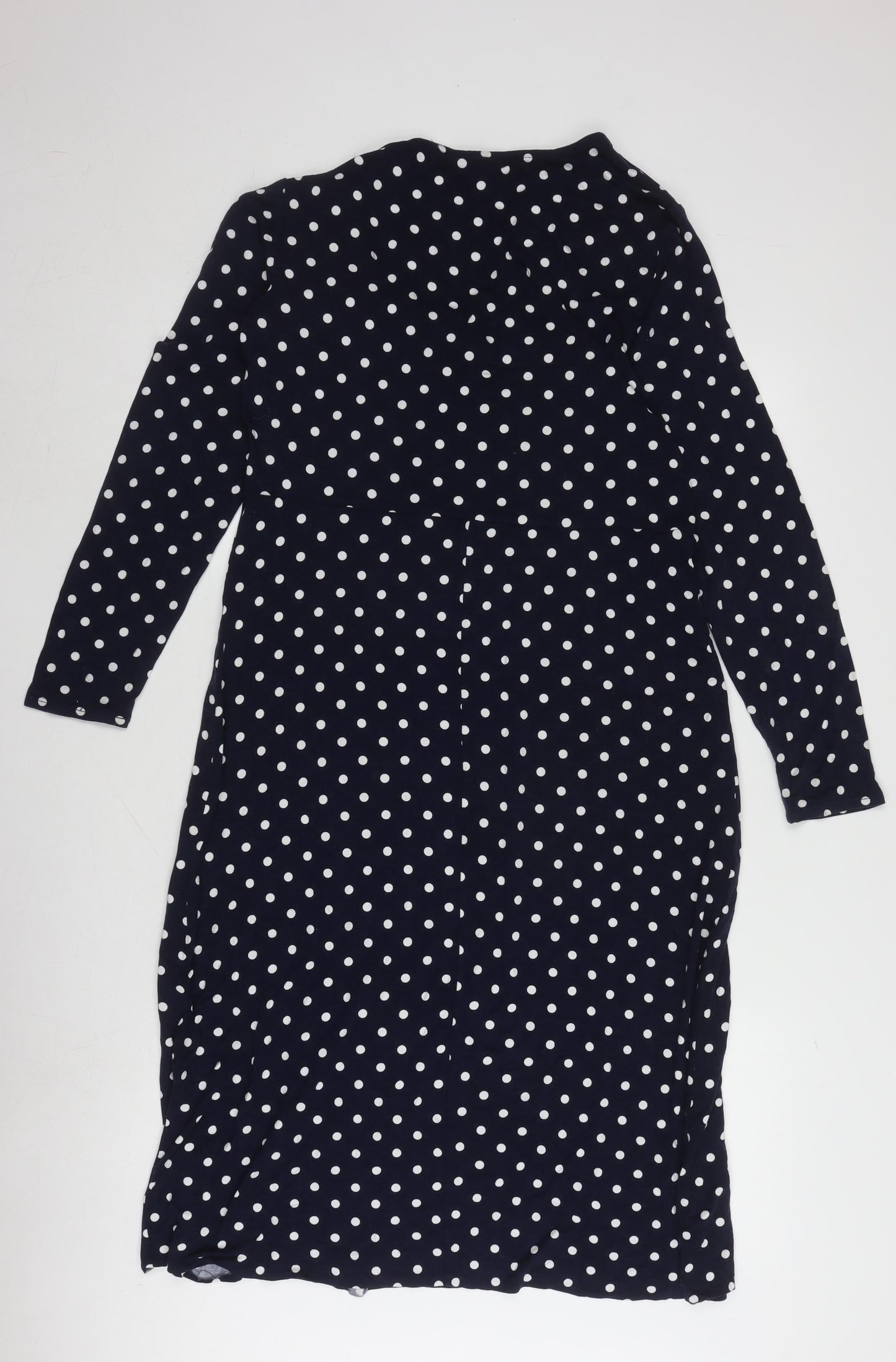 Wallis Women's Blue Polka Dot Midi Bodycon Dress Size 12