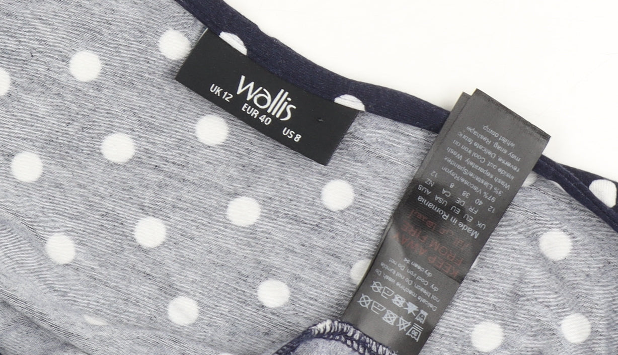 Wallis Women's Blue Polka Dot Midi Bodycon Dress Size 12