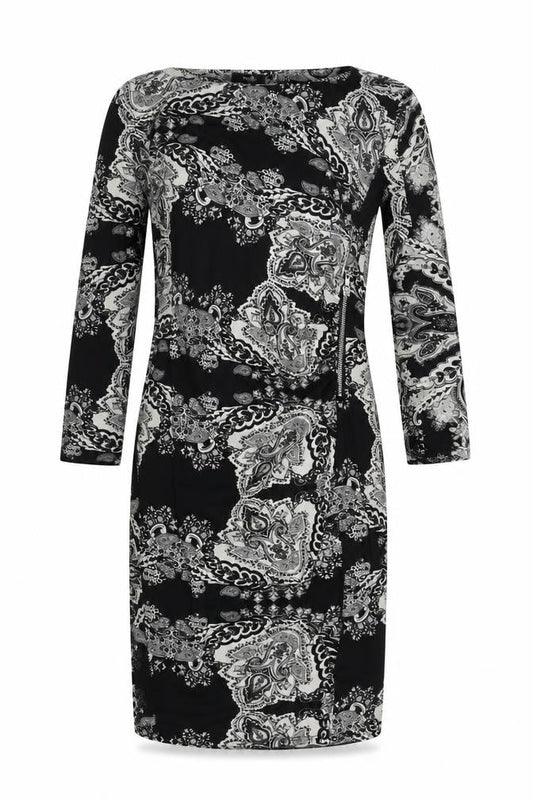 Wallis Womens Dress Black Paisley Shift Size 10