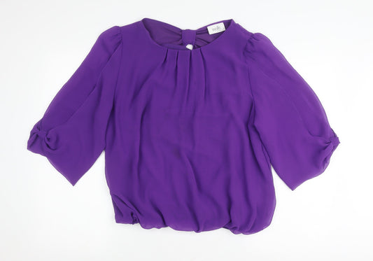 Wallis Women's Purple Blouse, L, Petite, 3/4 Sleeve