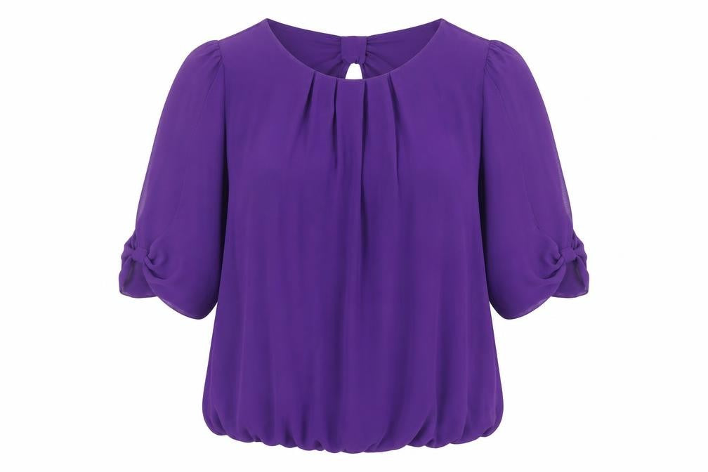 Wallis Women's Purple Blouse, L, Petite, 3/4 Sleeve
