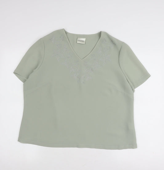 Eastex Women's Green Embroidered Blouse Size 16