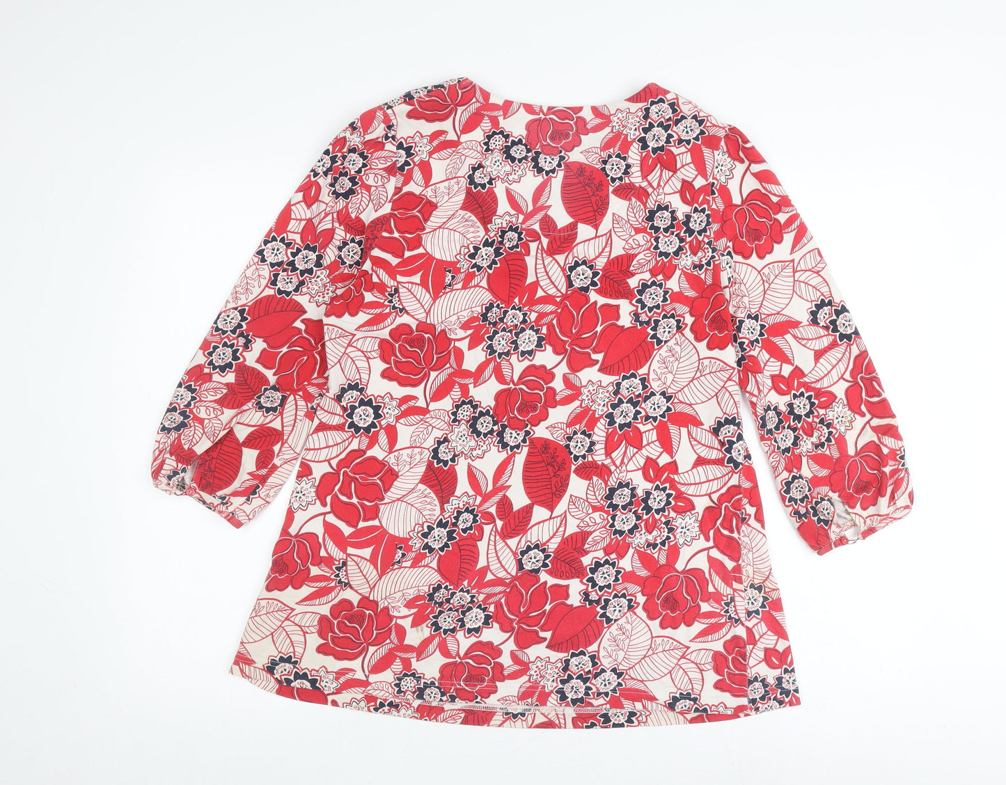 Dash Women's Red Floral Tunic Blouse Size 12