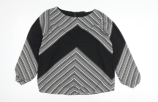 Wallis Women's Black Geometric Long Sleeve Blouse