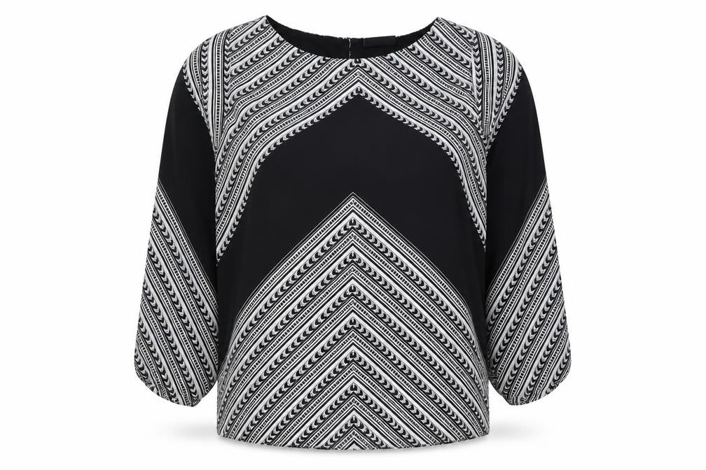 Wallis Women's Black Geometric Long Sleeve Blouse