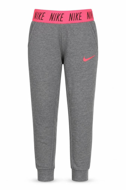 Front view of Nike girls’ grey jogger trousers xs for running