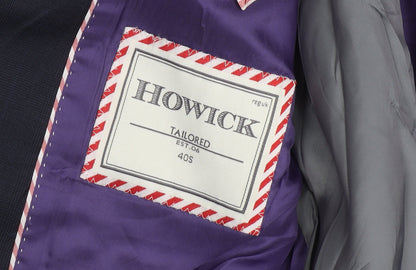 Howick Men's Blue Wool Blazer, 40S, Single-Breasted