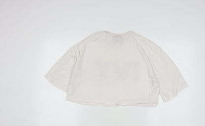 Back view of Ivy Park Women's White Cropped T-Shirt - S