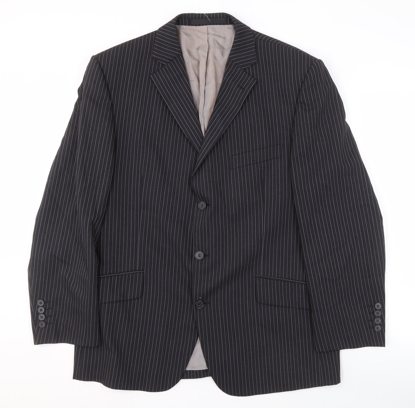 Marks & Spencer Men's Grey Wool Blazer, Size 42S Striped