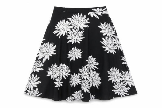 Definitions Women's Black Floral A-Line Skirt Size 14