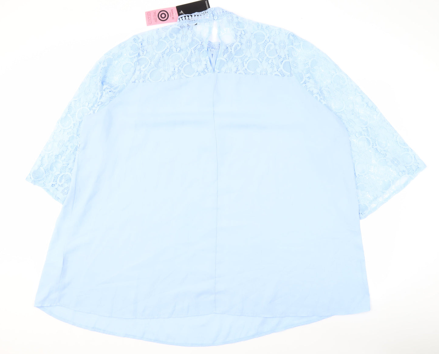 Simply Be Women's Blue Lace 3/4 Sleeve Top Size 26