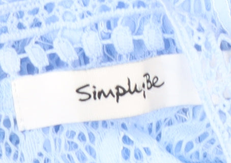 Simply Be Women's Blue Lace 3/4 Sleeve Top Size 26