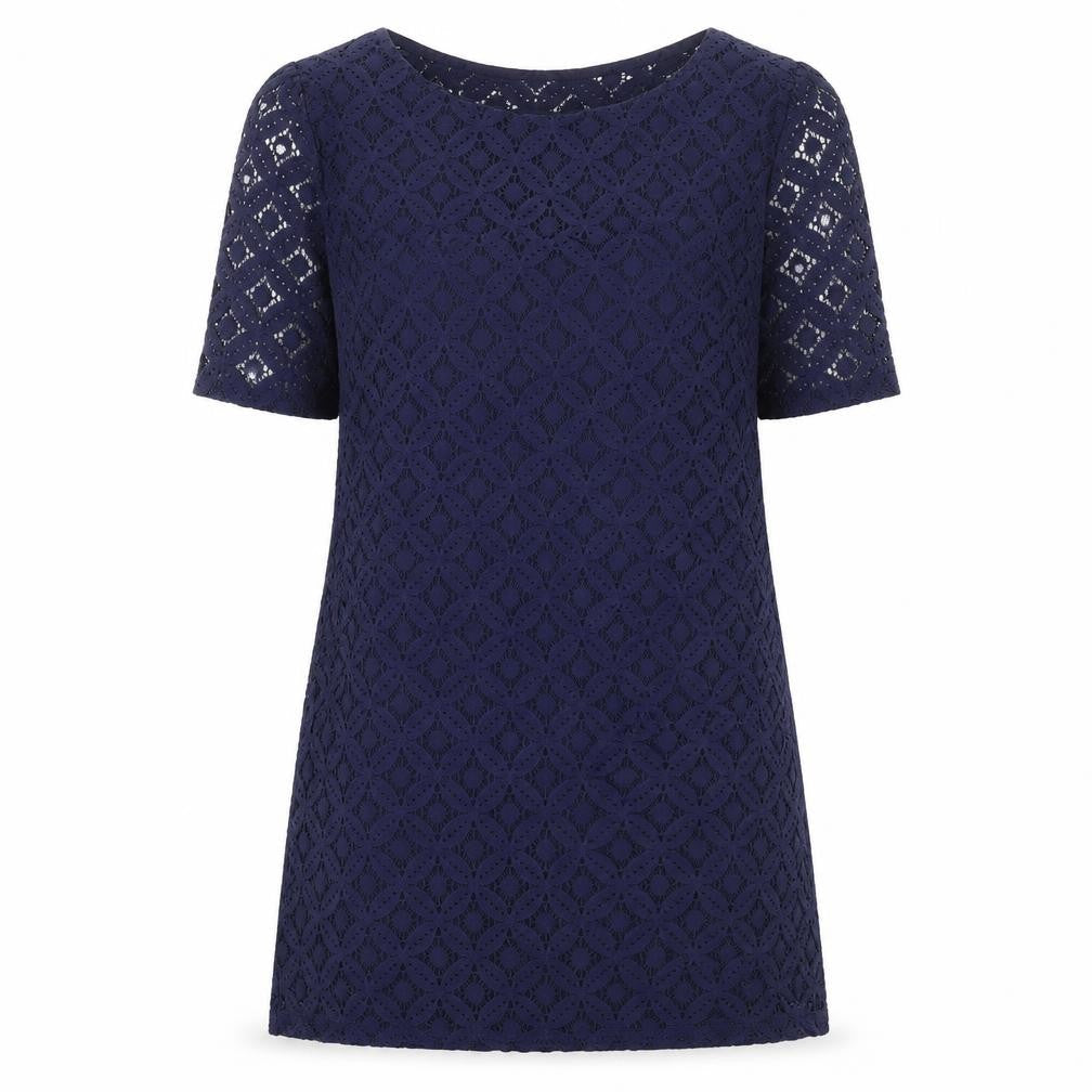 Next Women's Blue Lace Shift Dress, Size 14, Short Sleeve