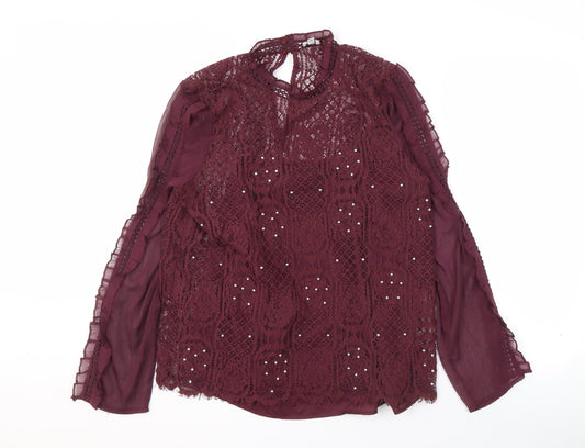 River Island Women's Purple Lace Blouse, Size 12