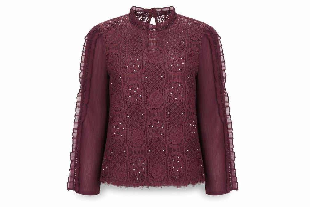 River Island Women's Purple Lace Blouse, Size 12