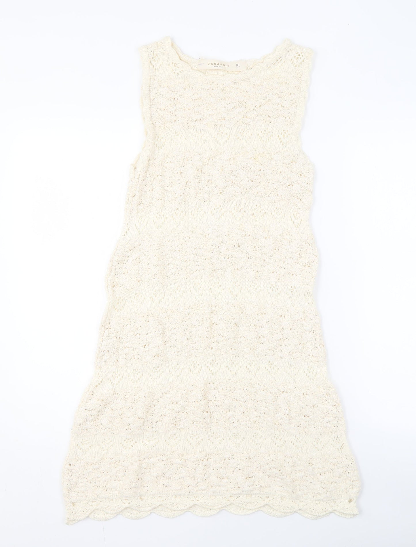ZARA Women's Ivory Knit Sleeveless Dress Size 8