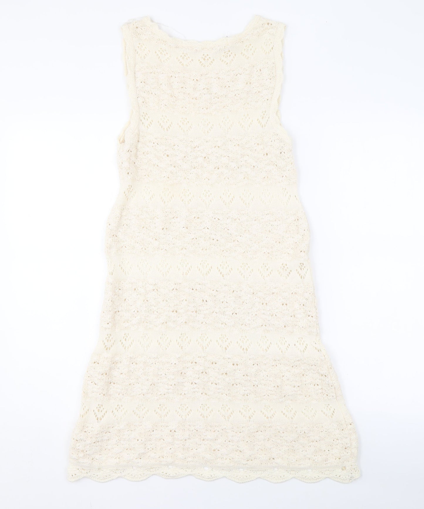 ZARA Women's Ivory Knit Sleeveless Dress Size 8