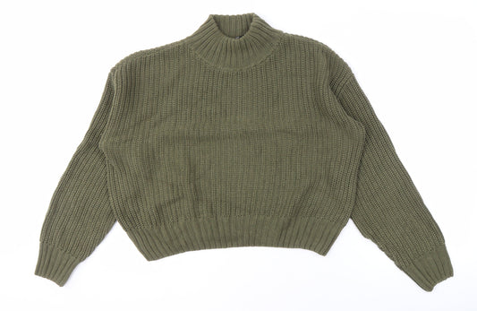 H&M Divided Women's Green M Pullover Jumper High Neck