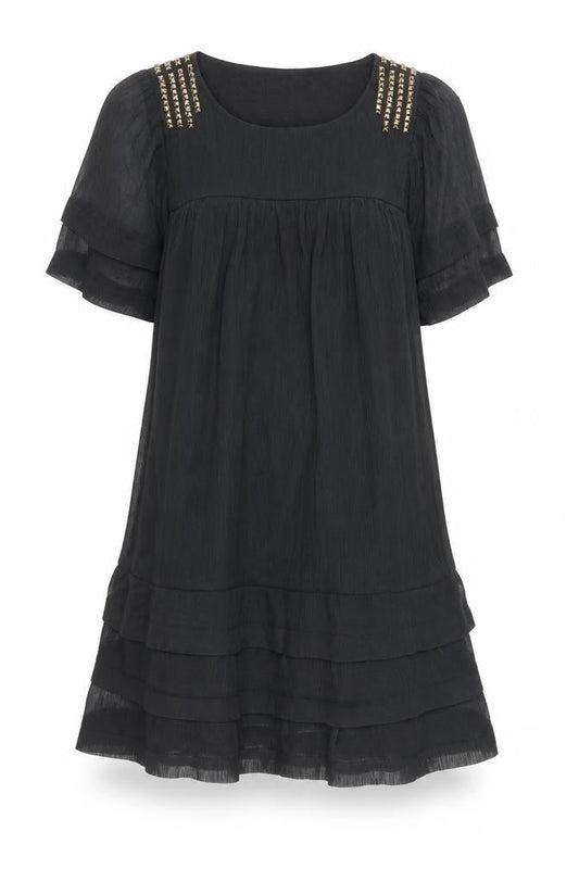 mamas & papas Women's Black Puff Sleeve Dress