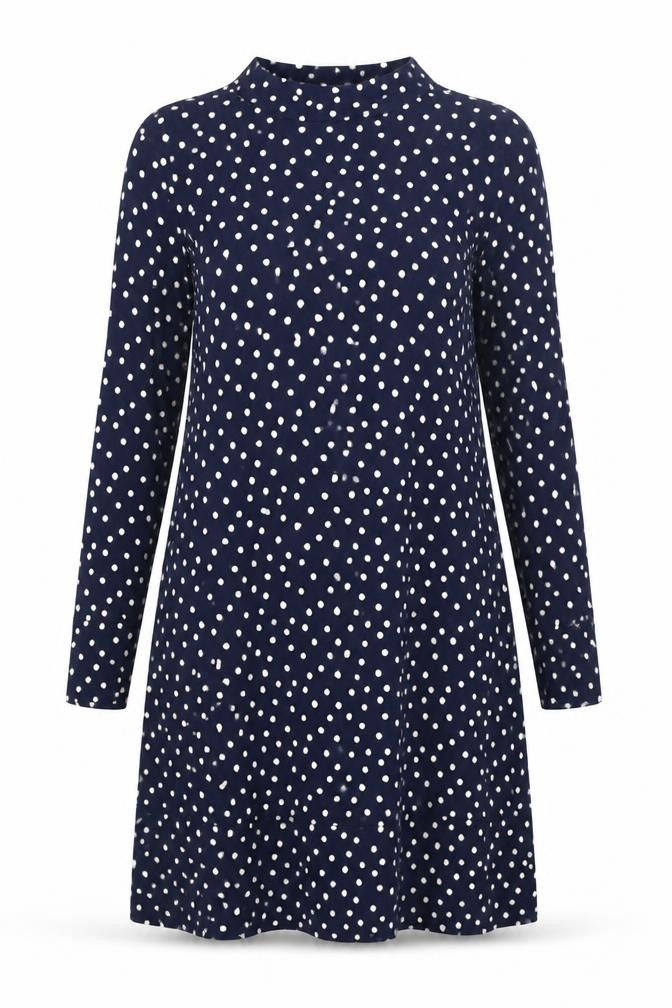 Marks & Spencer Blue Polka Dot Dress, Size 14, Long Sleeve