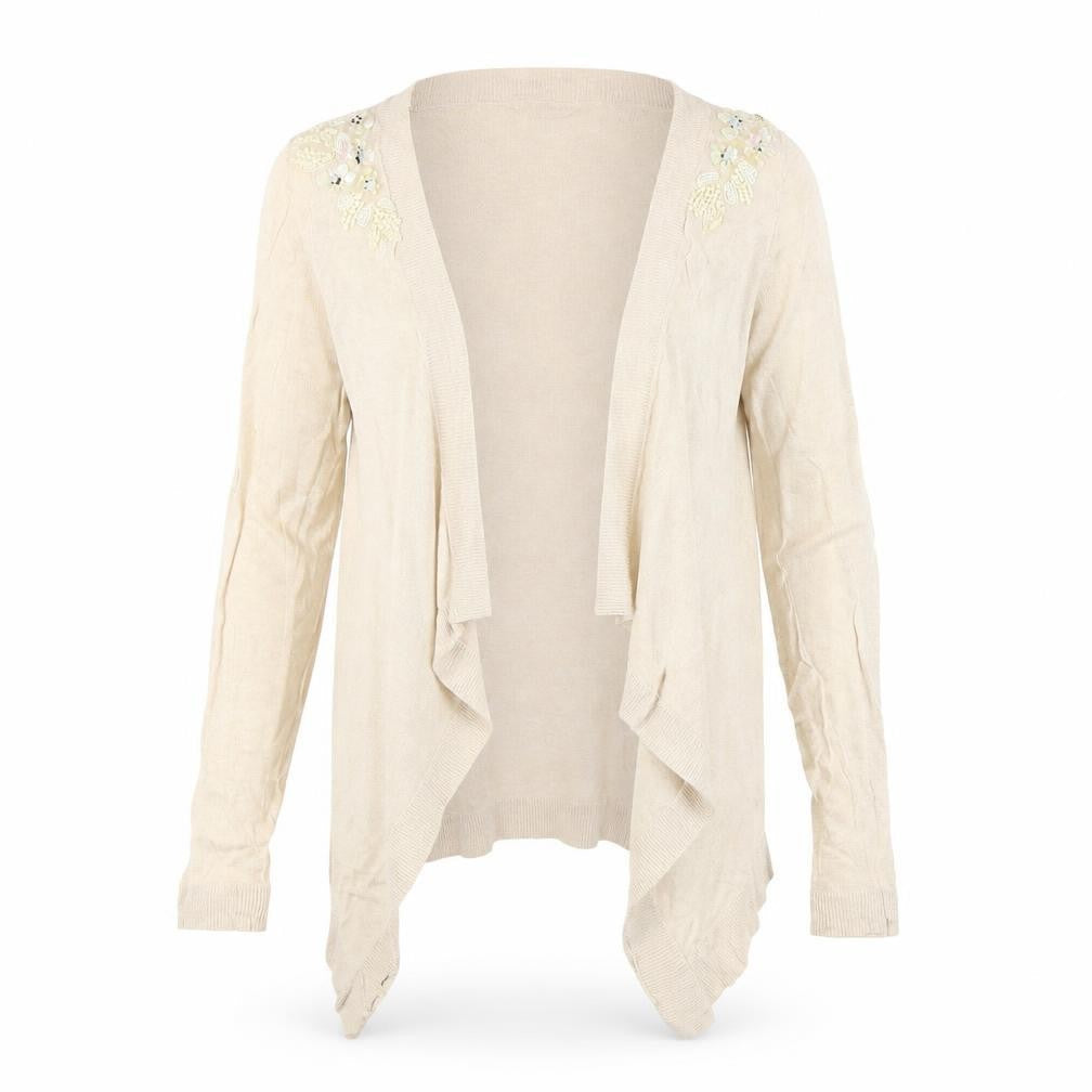 Miss Selfridge Beige Women's Cardigan Size 14 with Beaded Accents