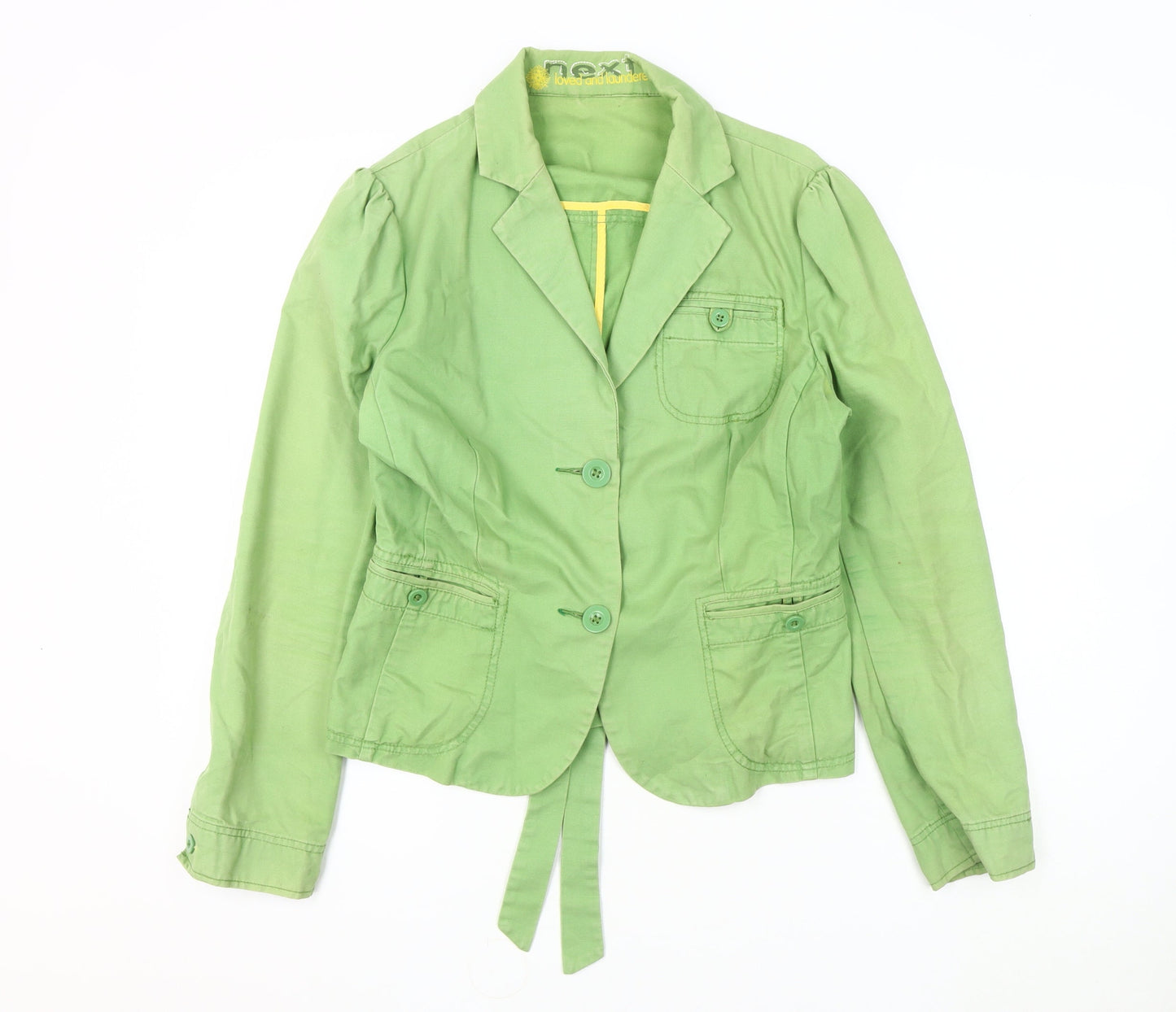 Next Women's Green Cotton Jacket Size 14 Buttoned Casual