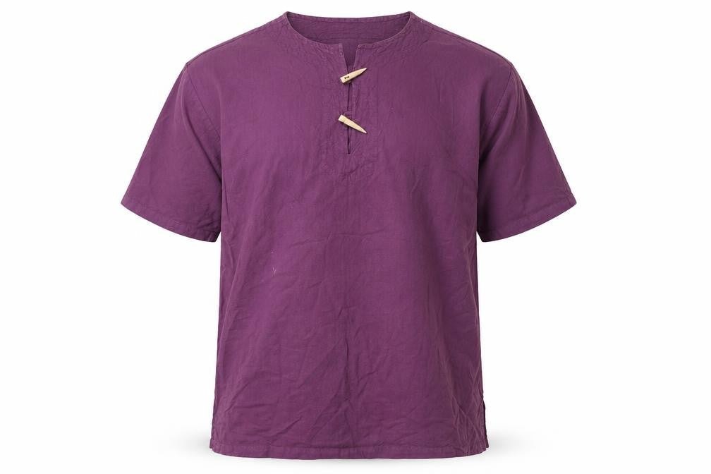 Collarless Shirt Company Men's Purple Medium Cotton Shirt