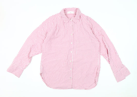 MNG Men's Pink Striped Button-Up Shirt, Medium