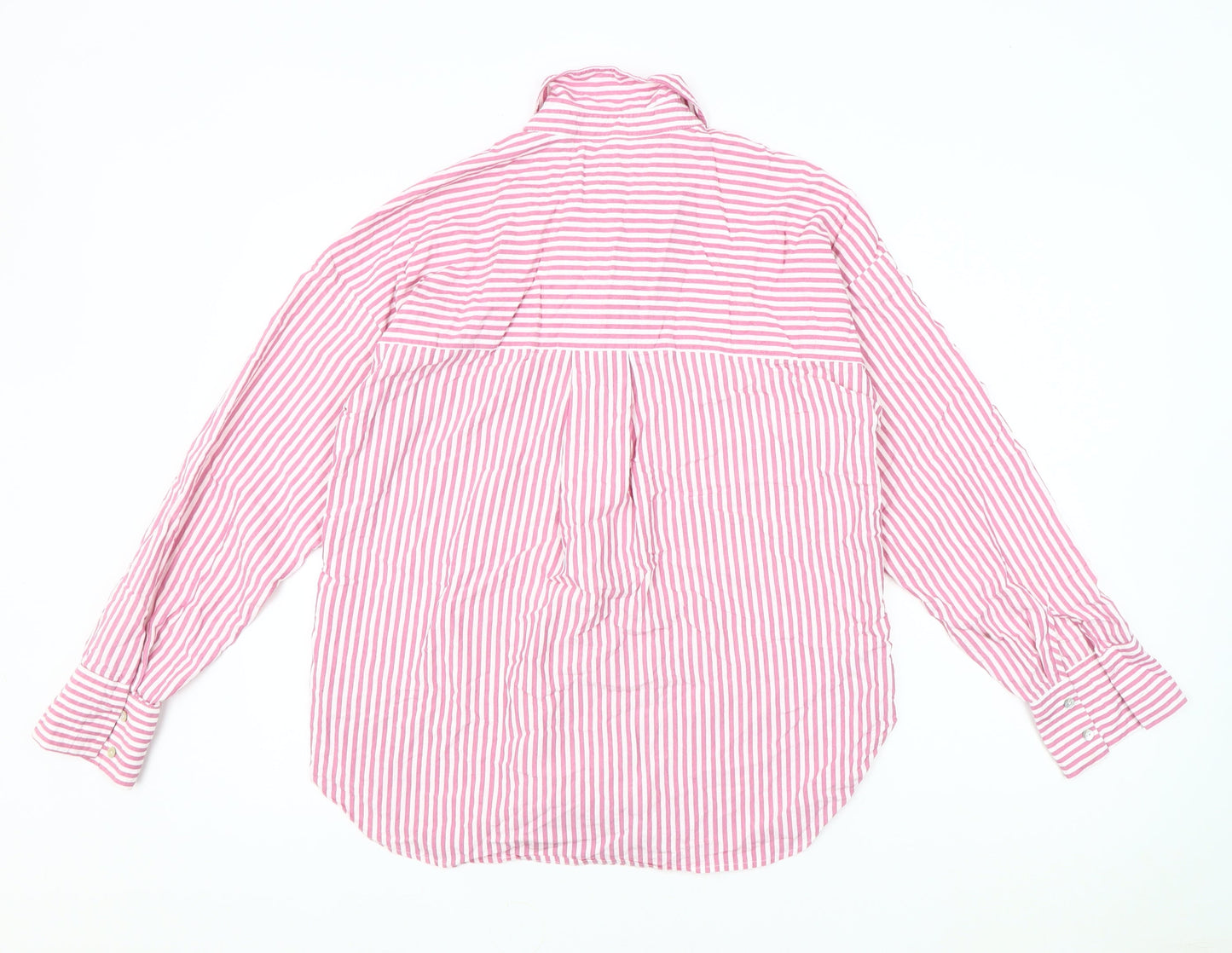 MNG Men's Pink Striped Button-Up Shirt, Medium