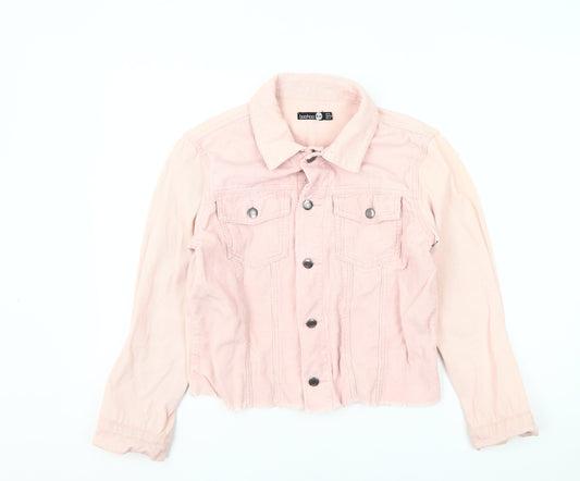 Boohoo Women's Pink Corduroy Jacket Size 8 Casual