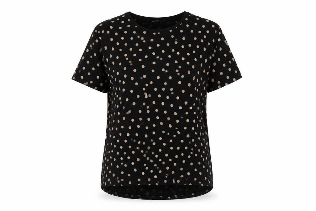 Zara Women's L Black Polka Dot T-Shirt