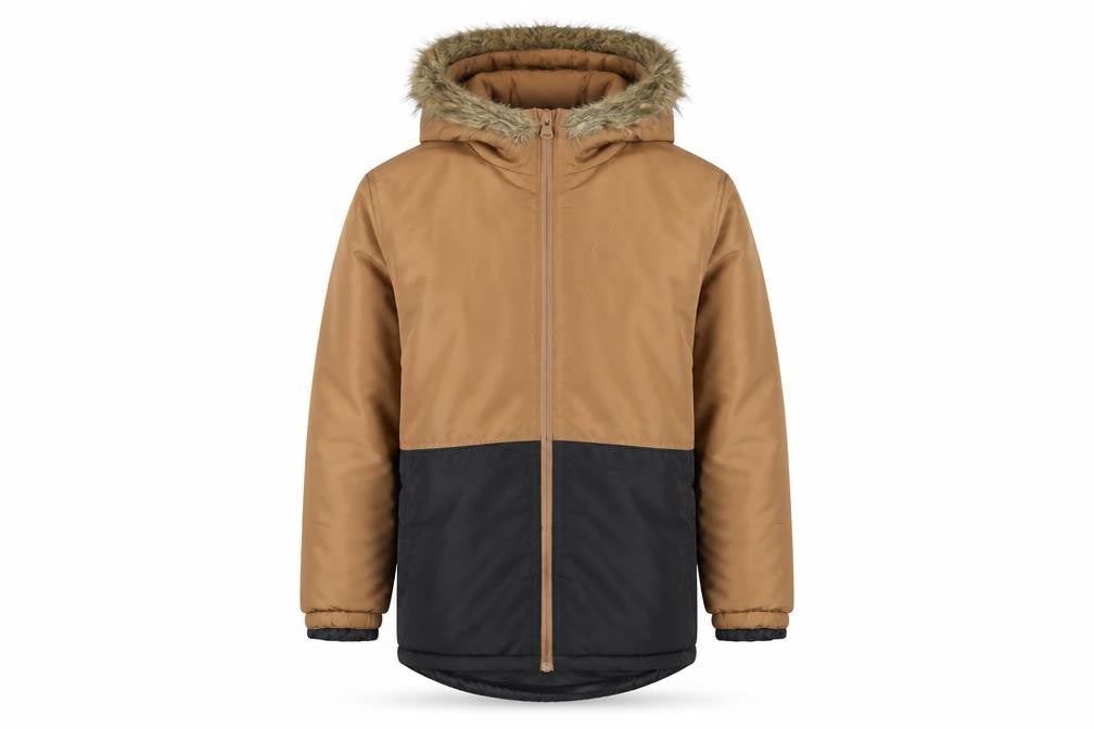 Destination Boys Brown Puffer Jacket with Hood, Size 164