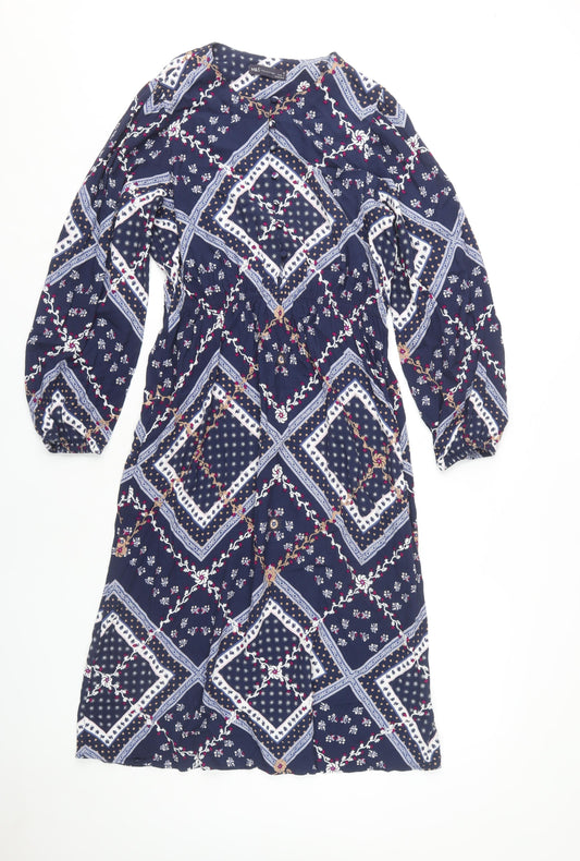 Marks and Spencer Women's Blue Geometric Dress Size 12
