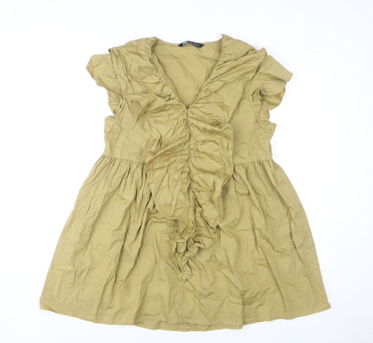 Zara Women's V-Neck S Casual Spring Flutter Dress