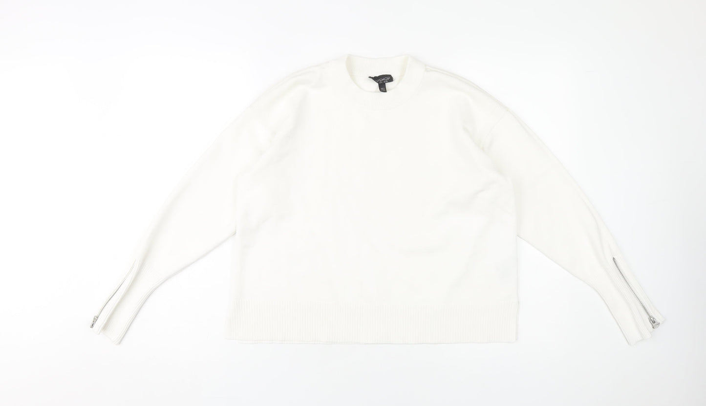 Topshop Women's White Crew Neck Jumper - Size 10