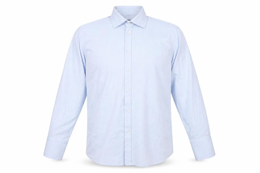 Moss Esq. Men's Blue Herringbone Shirt 17.5