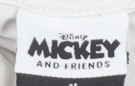 Close-up detail of Disney girls’ white minnie mouse sequin t-shirt, size 6-7, years