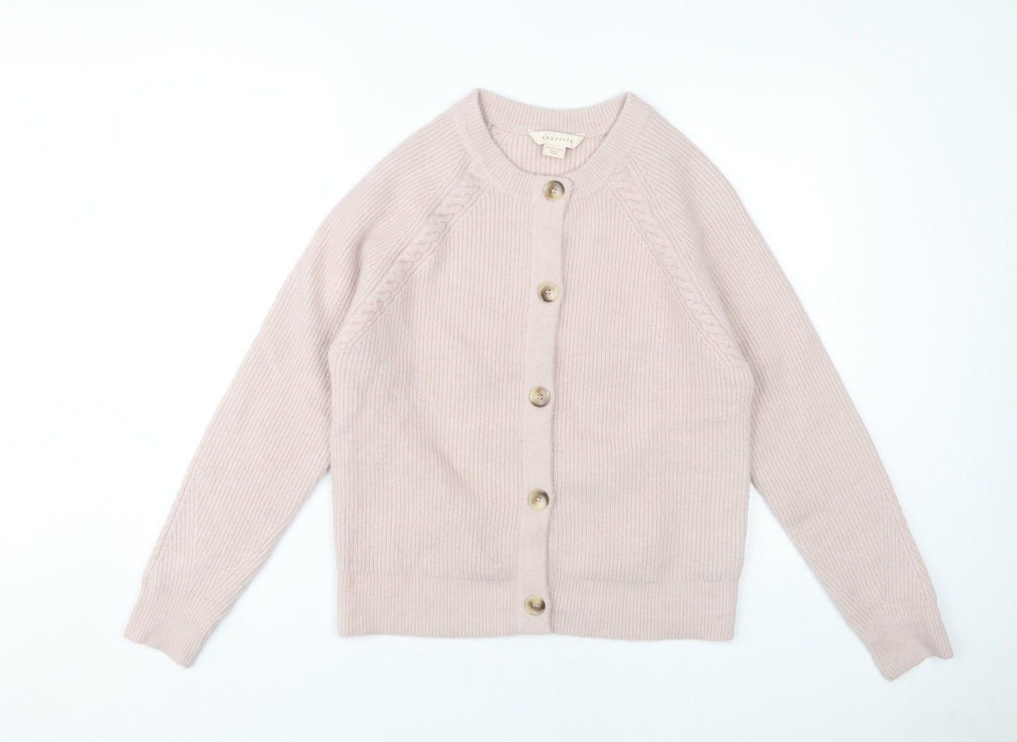 Mauvette Women's Beige Cable-Knit Cardigan - Size 10