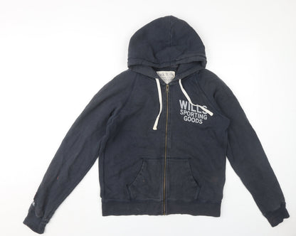 Jack Wills Women's Blue Full Zip Hoodie, Size 14
